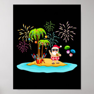Dekorierte Weihnachtspalme Tropische Xmas Coconu Poster