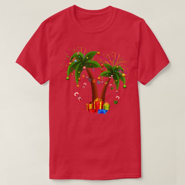 Dekorierte Weihnachtspalme Tropische Xmas Coconu T-Shirt (Design vorne)