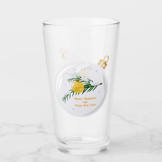 Dekorierte Weihnachtszweig in Bauble Glas (Vorderseite)