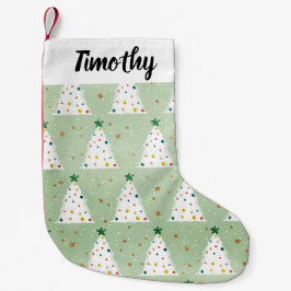 Dekorierte weiße Weihnachtsbaumen Grüner Stern & O Kleiner Weihnachtsstrumpf
