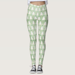 Dekorierte weiße Weihnachtsbaumen Grüner Stern & O Leggings