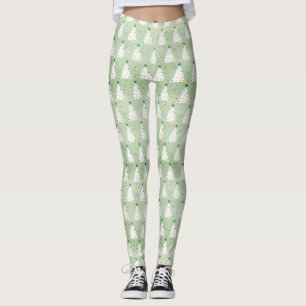 Dekorierte weiße Weihnachtsbaumen Grüner Stern & O Leggings