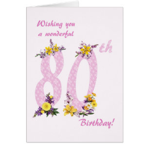 Dekorierte Zahlen der 80. Blume