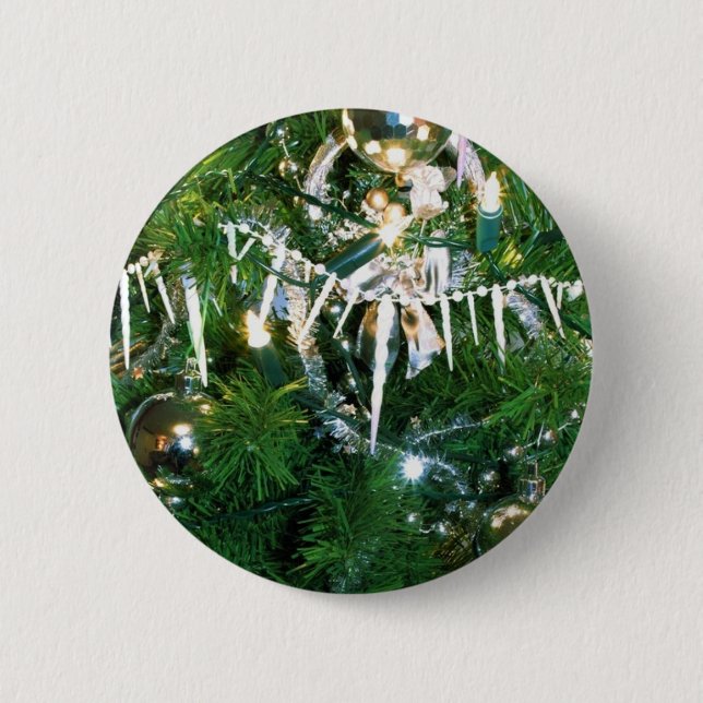 Dekorierte Zweige der Holiday Tree Button (Vorderseite)