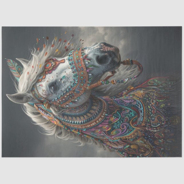 Dekorierter Amerikanische Ureinwohner Lebendes dek Seidenpapier (Vorderseite)