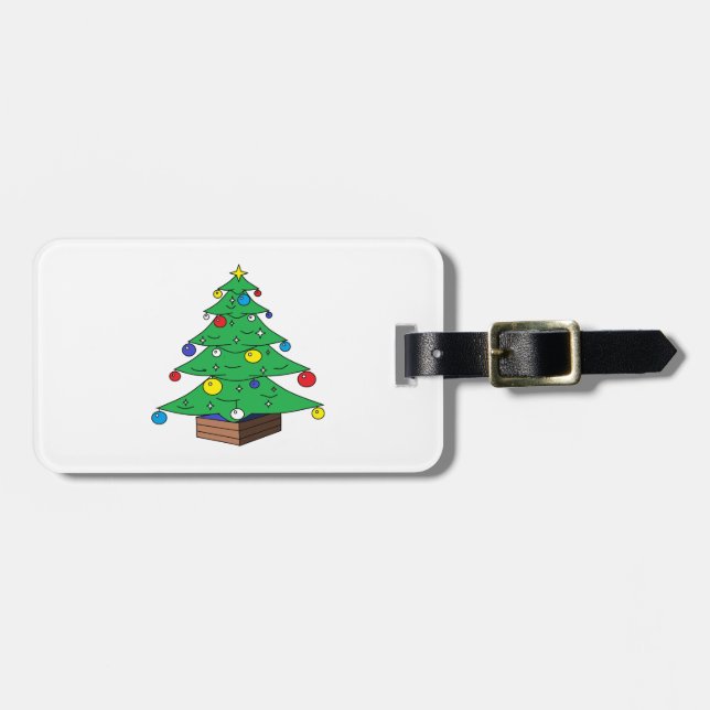 Dekorierter Weihnachtsbaum-Cartoon Gepäckanhänger (Vorderseite horizontal)