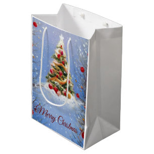 Dekorierter Weihnachtsbaum Mittlere Geschenktüte