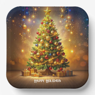 Dekorierter Weihnachtsbaum-Papierteller Pappteller
