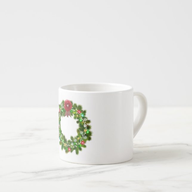 Dekorierter Weihnachtsfestkranz Espressotasse (Vorderseite Rechts)