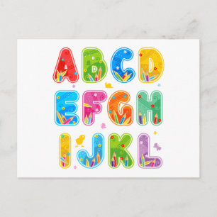 Dekoriertes ABC-Set, Buchstaben A-L Postkarte