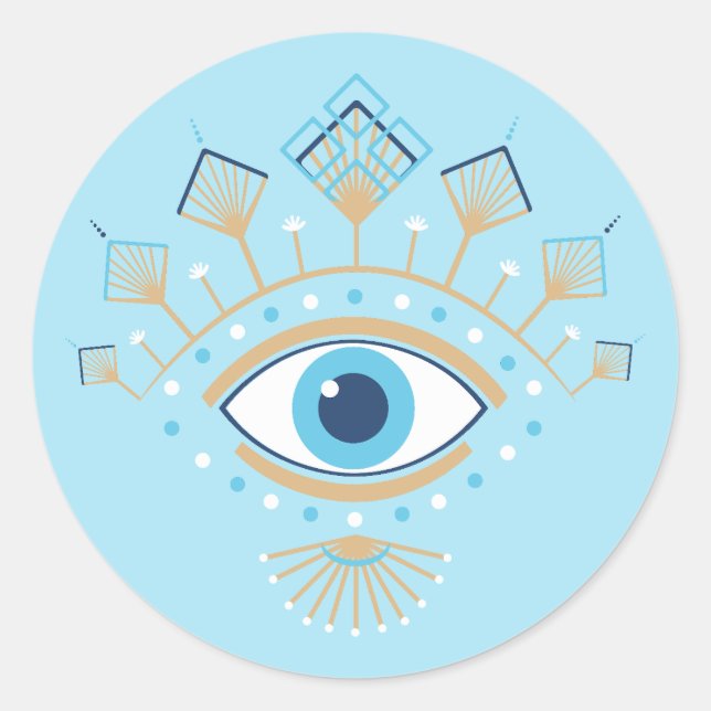 Dekoriertes griechisches Eye Türkisches Schutzsymb Runder Aufkleber (Vorderseite)