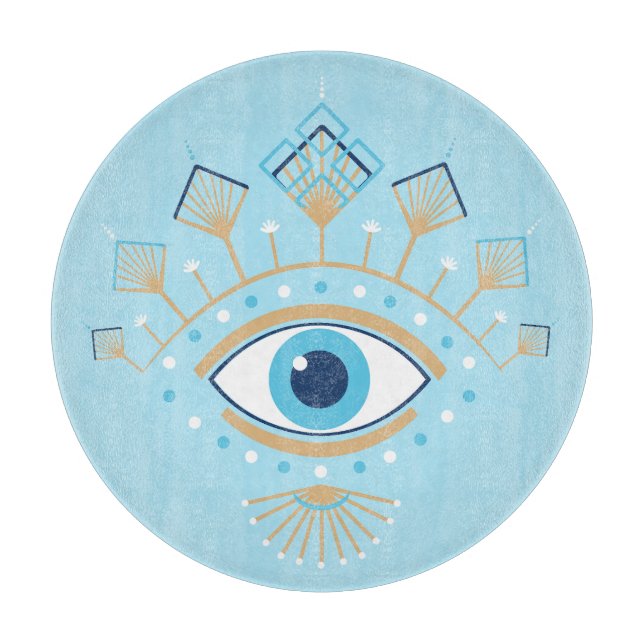 Dekoriertes griechisches Eye Türkisches Schutzsymb Schneidebrett (Vorderseite)