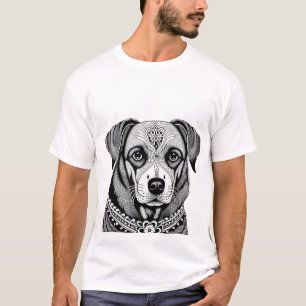 Dekoriertes Hundeporträt T-Shirt
