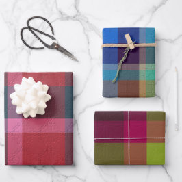 Dekoriertes Karomuster Geschenkpapier Set