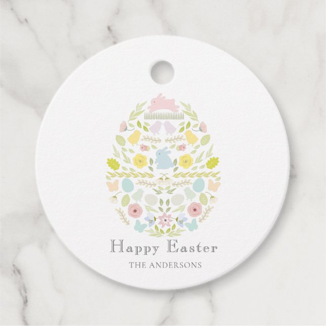 Dekoriertes Ostereier, Blumenblätterblättern Geschenkanhänger (Vorderseite)