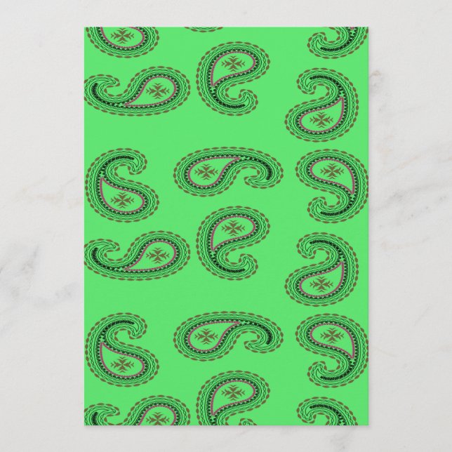 Dekorpaisley-Muster auf grün Hinweiskarte (Vorderseite)