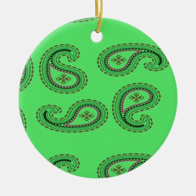 Dekorpaisley-Muster auf grün Keramik Ornament (Vorne)