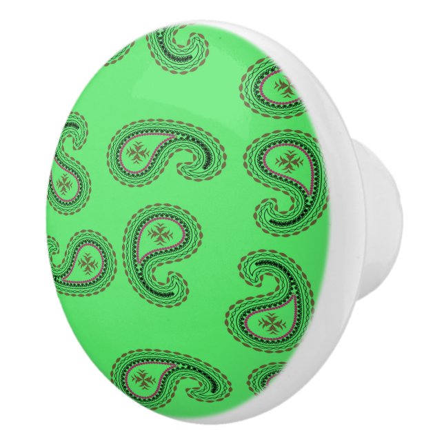 Dekorpaisley-Muster auf grün Keramikknauf (Rechts)
