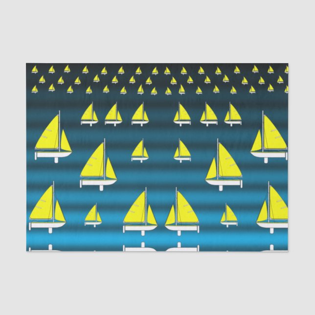 Dekorpapier Segelboote gelb Seidenpapier (Vorderseite)