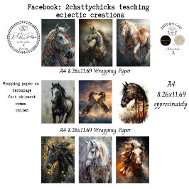 Dekorpapiere Decoupage 9 A4 Pferde Geschenkpapier Set