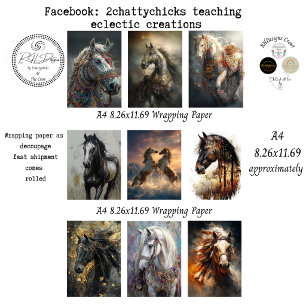 Dekorpapiere Decoupage 9 A4 Pferde Geschenkpapier Set