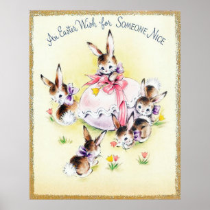 Dekorplakat "Retro Vintag Oster Bunnies" Poster