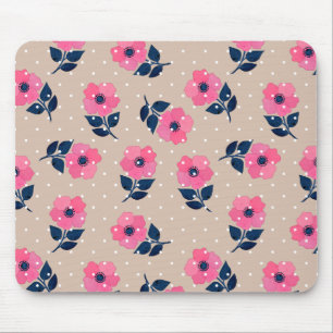 Dekorrosa Beige Blumenmuster Mousepad