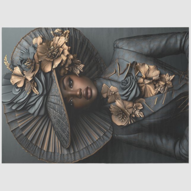 Dekouapge Black Woman Graceful Vintag Sophisted Seidenpapier (Vorderseite)