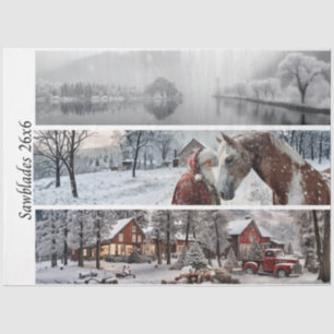 Dekoupage 66x15 cm Winter-Kollektion Handsäge-Desi Seidenpapier