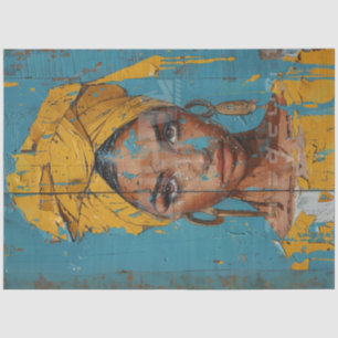 Dekoupage Abstrakt Painting African American Teals Seidenpapier