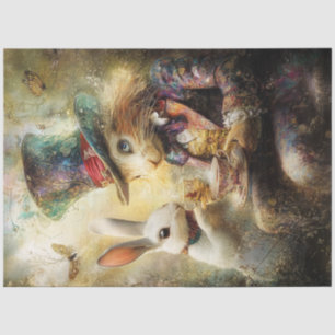 Dekoupage Alice Adventures Rabbit Digital Art Seidenpapier
