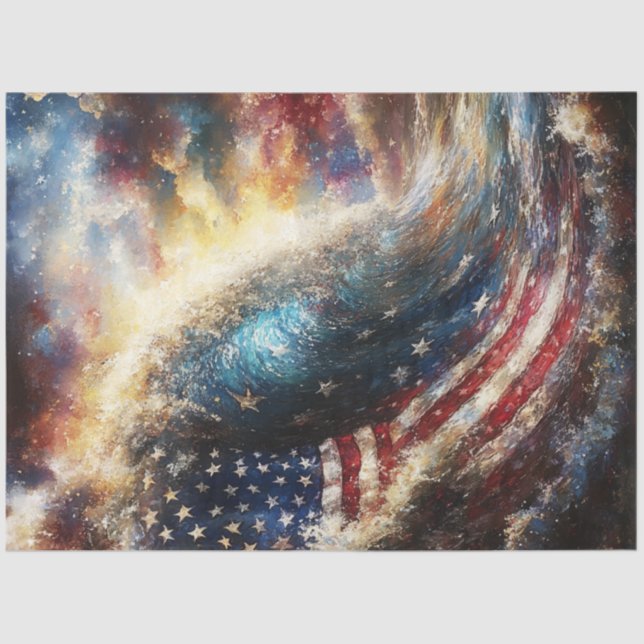 Dekoupage American Flag Ocean Wave Patriotic Seidenpapier (Vorderseite)