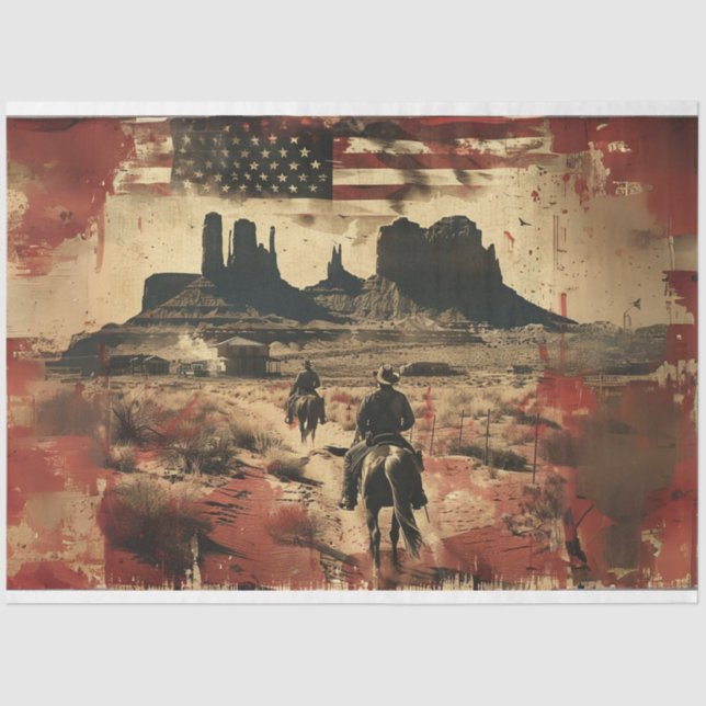 Dekoupage American Flag Wild West Fotografy Seidenpapier (Vorderseite)