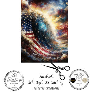 Dekoupage Amerikanische Flagge Ozeanwelle Patrioti Seidenpapier