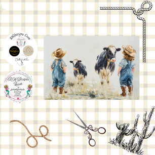 Dekoupage Aquarell Cowboy Cowgirl Kinder Seidenpapier