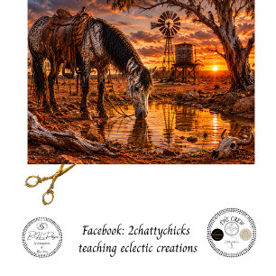 Dekoupage Australian Outback Pferd Wasserstelle Seidenpapier