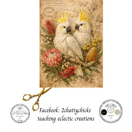 Dekoupage Australische Kakadus Botanicals Vintage Seidenpapier