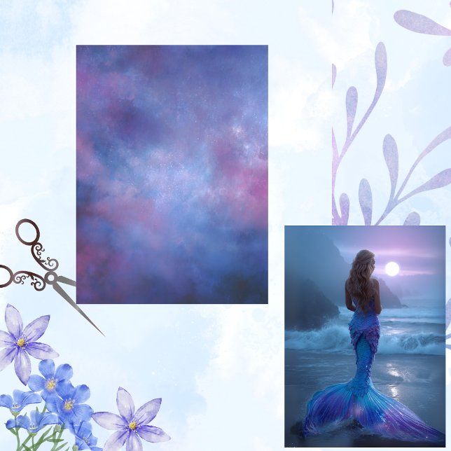 Dekoupage Background Mermaid Celestial Watercolor Seidenpapier (Von Creator hochgeladen)