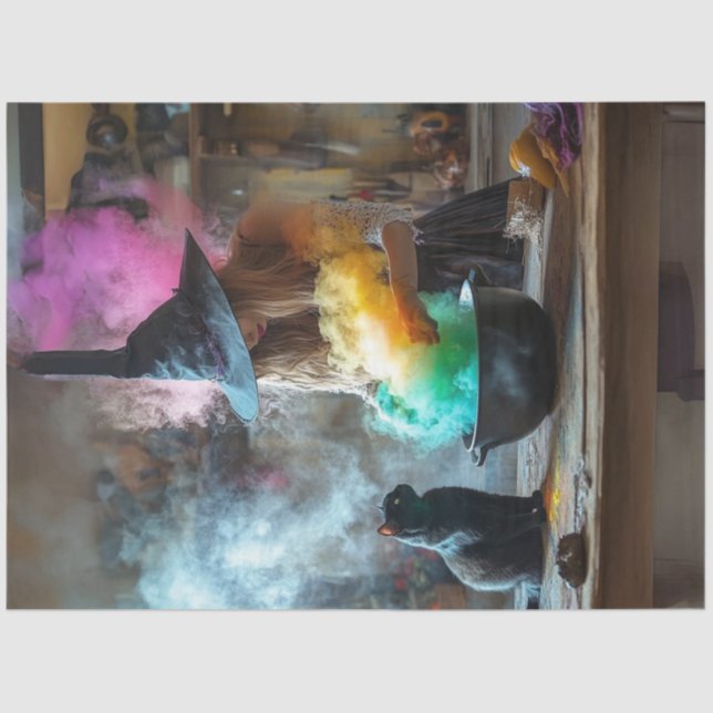 Dekoupage Black Cat Watching Hexen Brew Seidenpapier (Vorderseite)