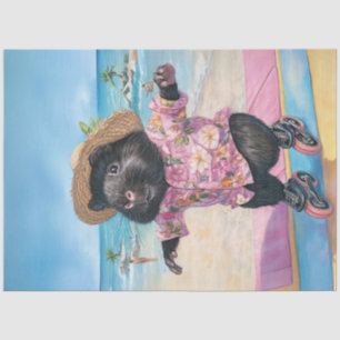 Dekoupage Black Otter Skaten Boardwalk am Ozean Seidenpapier