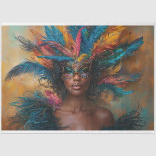 Dekoupage Black Queen Lady von Mardi Gras Seidenpapier (Vorderseite)