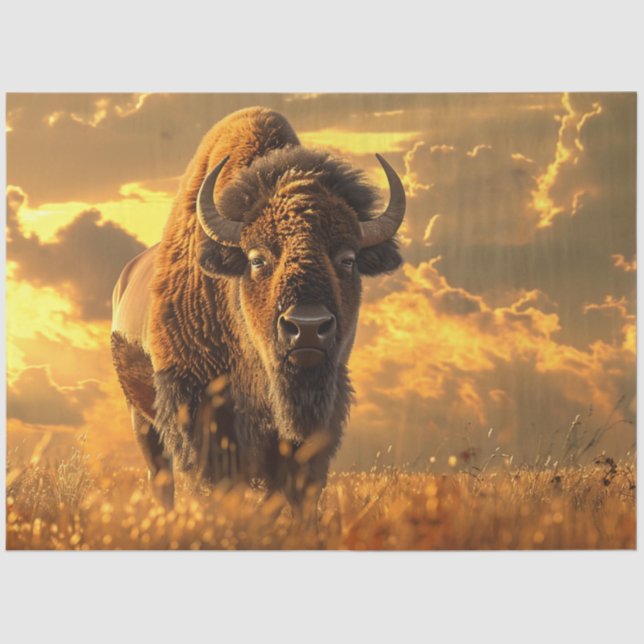 Dekoupage Buffalo Indisches Territorium Golden Sun Seidenpapier (Vorderseite)