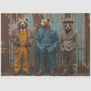 Dekoupage Business Dressed Bears Seidenpapier