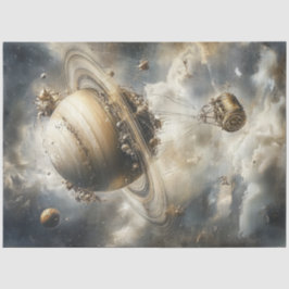 Dekoupage Celestial Background Saturn Ballon Seidenpapier