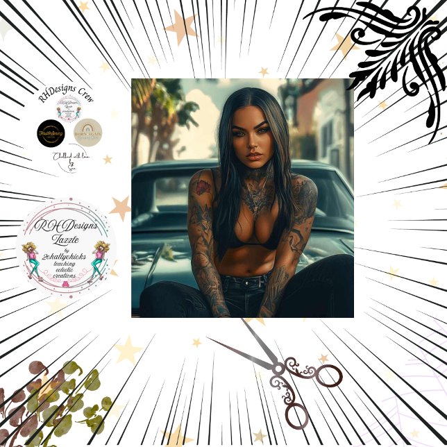 Dekoupage Classic Car & Tattooed Chic Poster Seidenpapier (Von Creator hochgeladen)