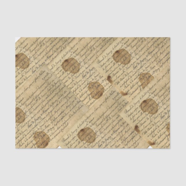 Dekoupage Collage für die Vintage Skripthandschrif Seidenpapier (Vorderseite)