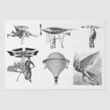 Dekoupage Collage von Vintagen Flugmaschinen