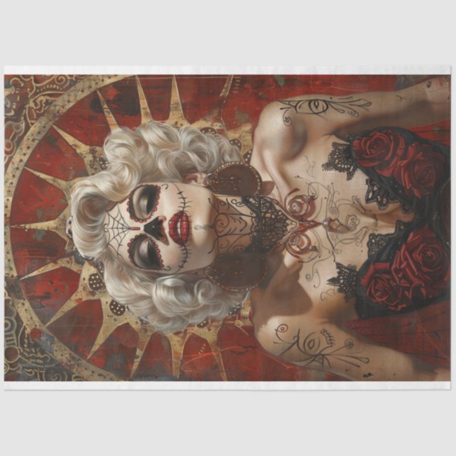 Dekoupage Day of Dead Model Rosalinda Seidenpapier (Vorderseite)