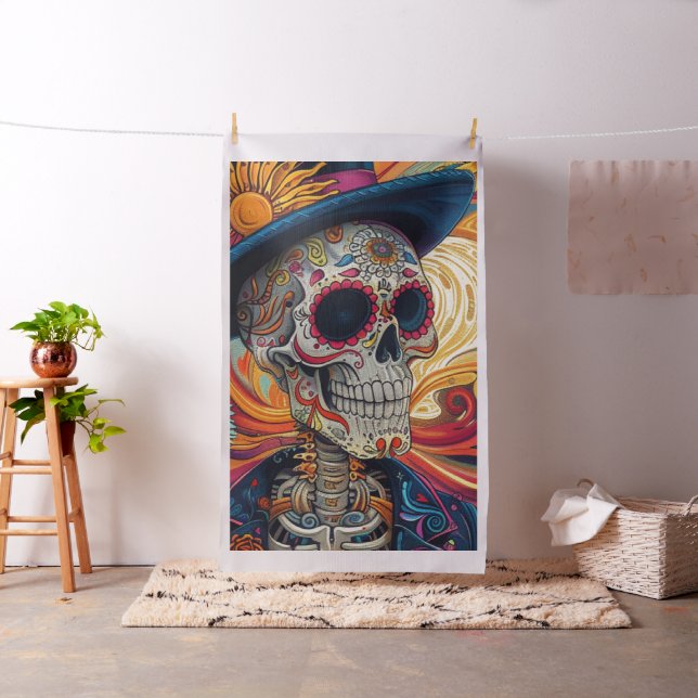 Dekoupage Day of Dead Skeleton Vibrant Stoff (Beispiel)