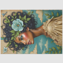 Dekoupage der afrikanischen Amerikanerin Mixed Med Seidenpapier